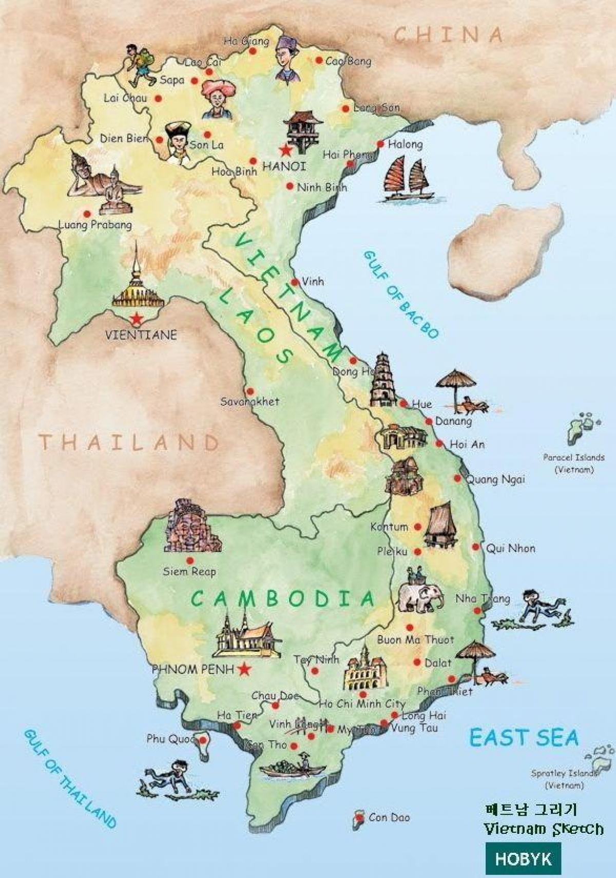 लाओस के आकर्षण का नक्शा