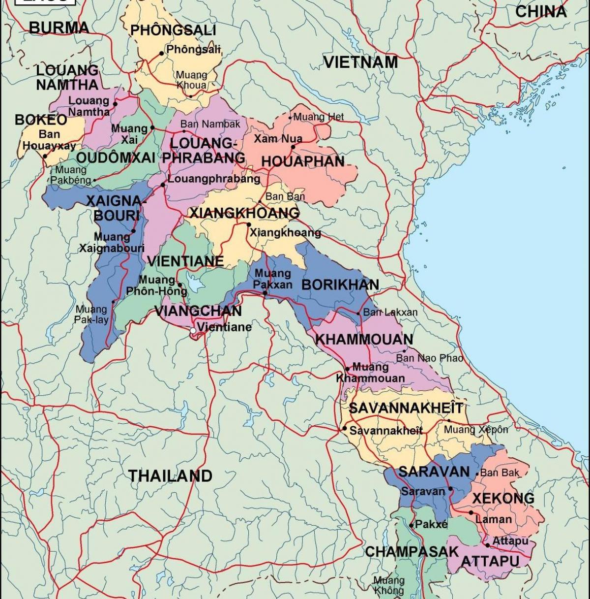 लाओस राजनीतिक नक्शा
