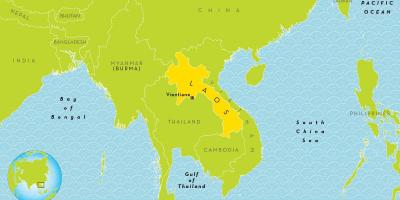 लाओस स्थान पर दुनिया के नक्शे