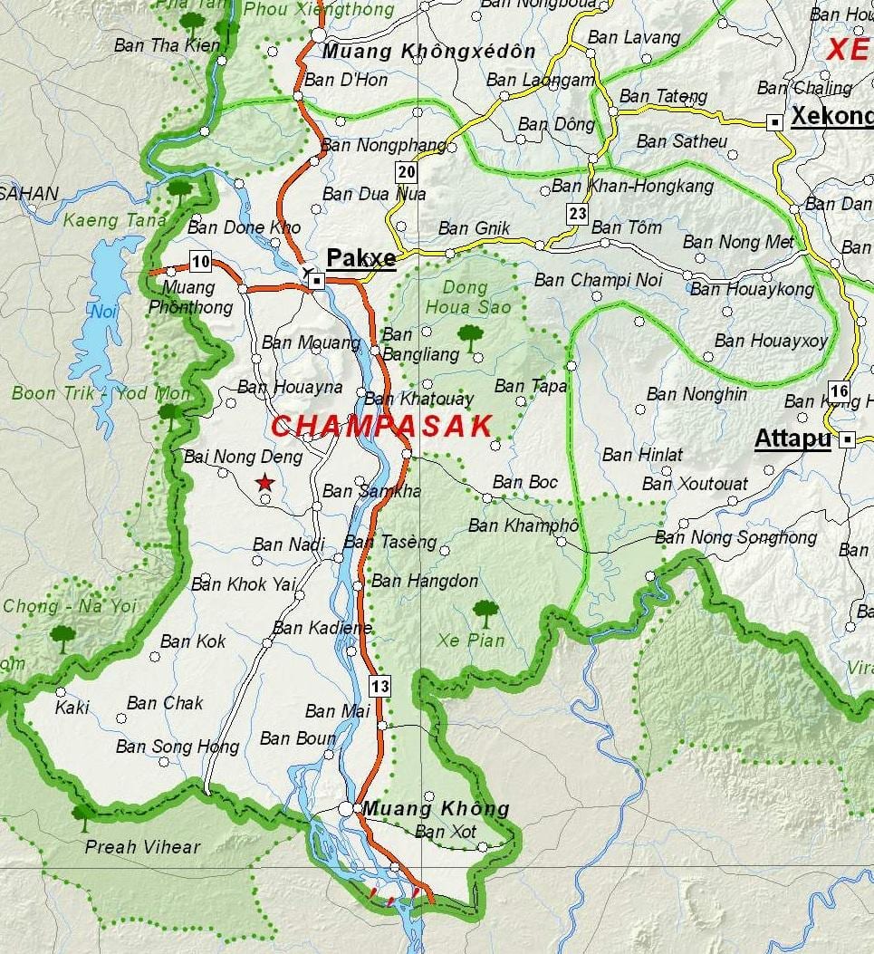 नक्शे के चम्पासैक लाओस