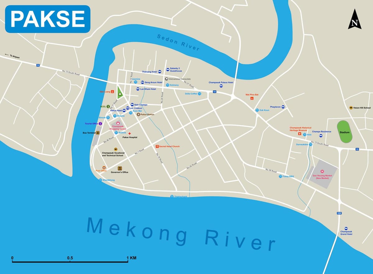 pakse लाओस नक्शा