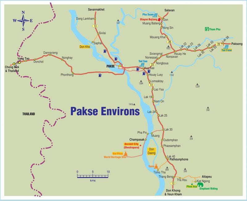 नक्शे के pakse लाओस