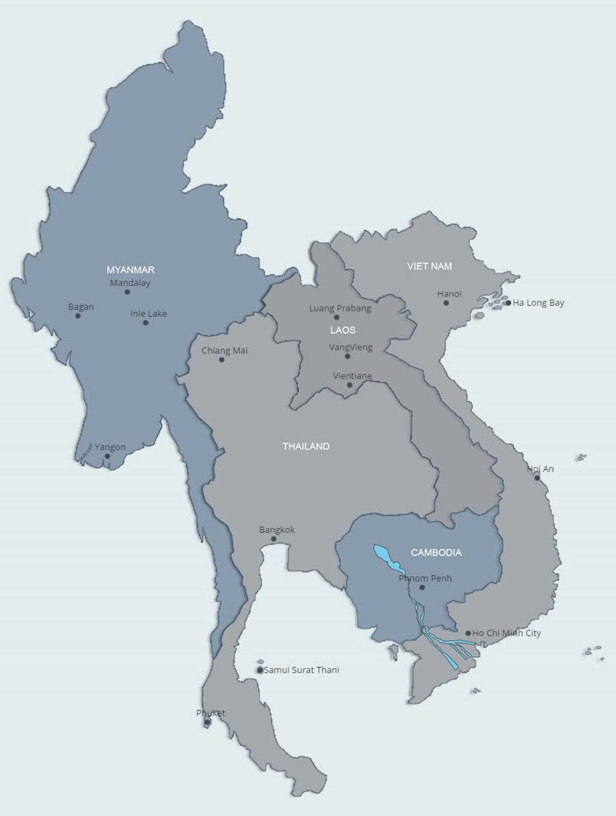 नक्शे के उत्तरी लाओस