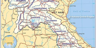 के नक्शे लाओस और आसपास के देशों