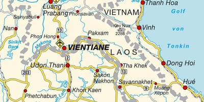 हवाई अड्डों में लाओस नक्शा